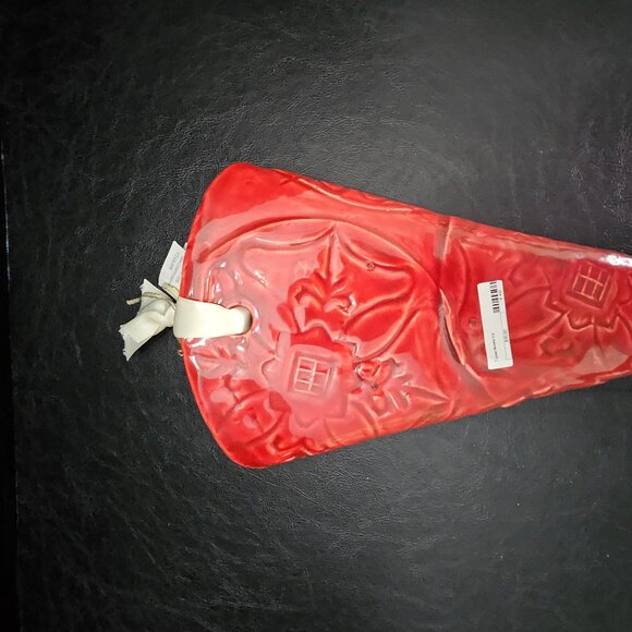 Red Ceramic Tussie Mussie Wall Pocket Wall Hanging Handcrafted - Picture 5 of 9